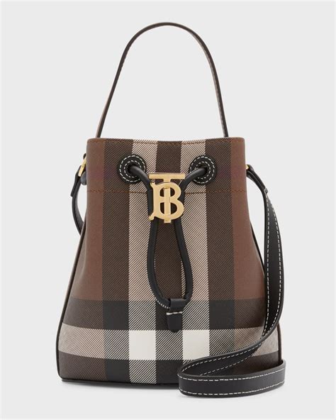 Burberry Check Drawstring Bucket Bag 